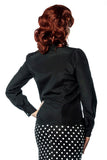 Blusa Retrò con Collo Alto e Dettagli Jabot