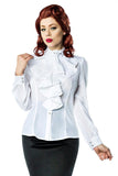Blusa Retrò con Collo Alto e Dettagli Jabot