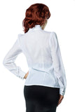 Blusa Retrò con Collo Alto e Dettagli Jabot