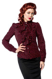 Blusa Retrò con Collo Alto e Dettagli Jabot