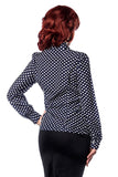Blusa Retrò con Collo Alto e Dettagli Jabot