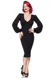 Serena - Long sleeve black sheath dress
