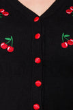 Cardigan Vintage con Ricamo di Ciliegie