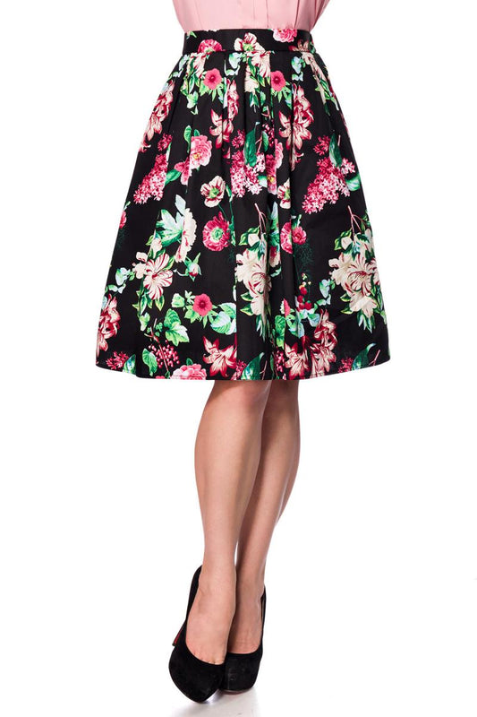 Gonna a Vita Alta Retrò con Motivo Floreale – Eleganza Senza Tempo