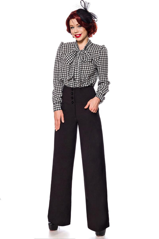 Pantaloni a Zampa d'Elefante Vita Alta neri - Eleganza Retrò