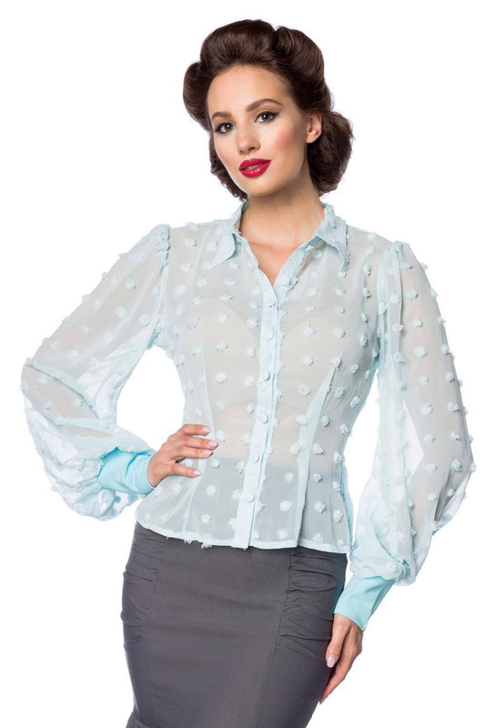 Camicetta Vintage Effetto Trasparente con Maniche Voluminose