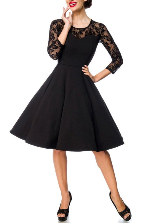 Augusta - Black long-sleeved lace dress