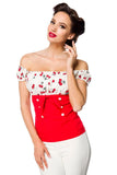 Top con Stampa Ciliegie e Bottoni Decorativi