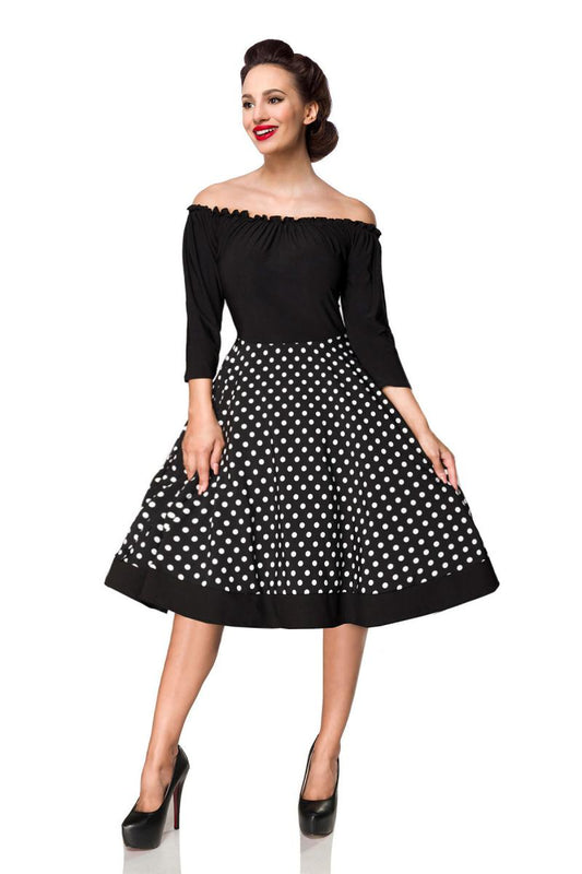 Abito Retrò Off-Shoulder a Pois