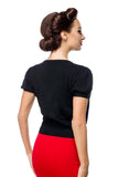 Cardigan Nero con Cuori Rossi - Stile Pin-up Anni '50