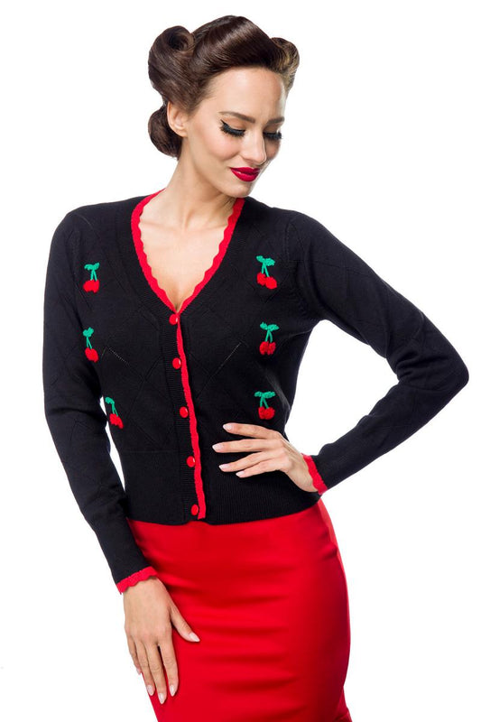 Cardigan Nero con ciliegie