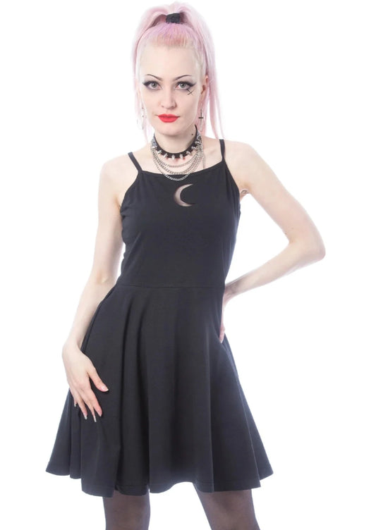 Luna - robe noire avec incrustation en forme de lune