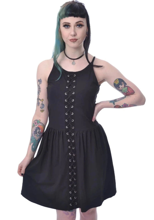 Aradia M - robe noire à lacets et pentacle