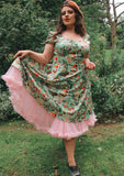 Enchanted forest - pin-up dress with forest animals and plants