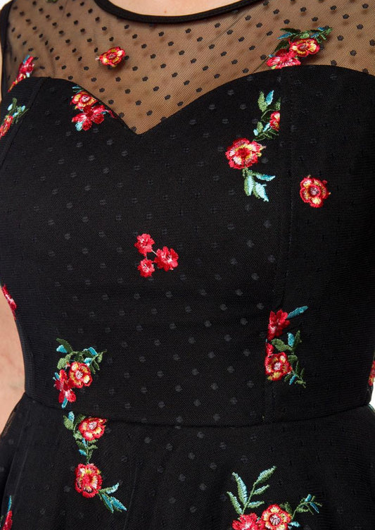 Abito a Fiori con Dettagli a Rete