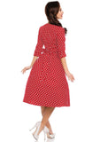 Elisa - abito pin-up rockabilly rosso a pois