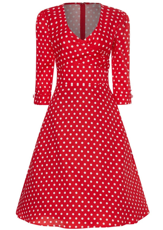 Elisa - robe pin-up rockabilly rouge à pois