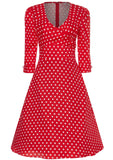 Elisa - abito pin-up rockabilly rosso a pois