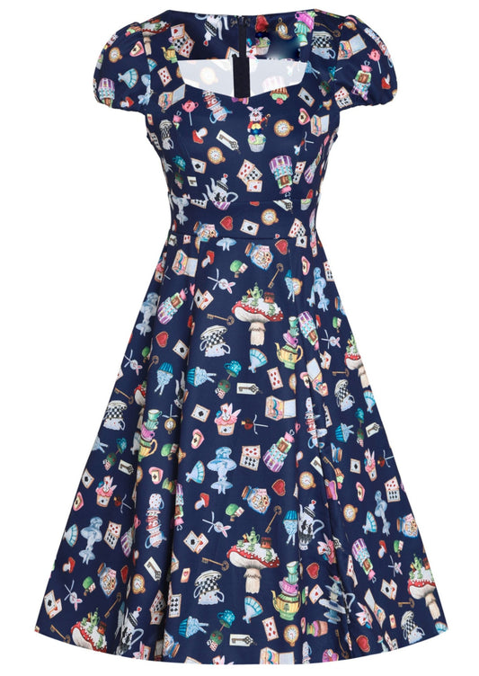 Wonderland - abito pin-up a tema Alice nel paese delle meraviglie
