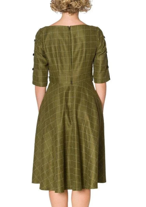 Laura - abito a quadri verde stile vintage