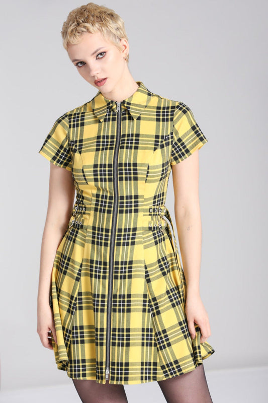 Kristina - lemon plaid punk rock dress