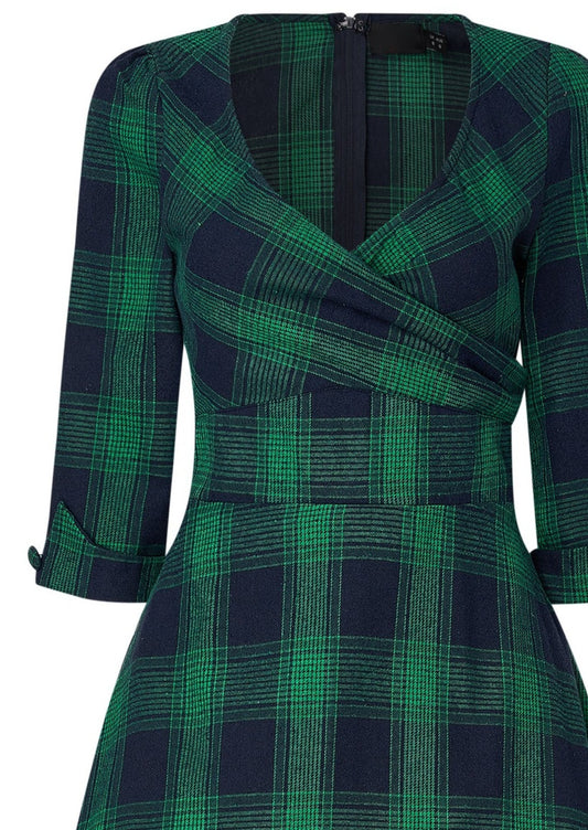 Caterina - robe pin-up tartan vert