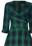 Caterina - abito pin-up verde tartan