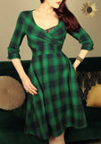 Caterina - abito pin-up verde tartan