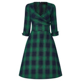 Caterina - abito pin-up verde tartan