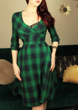 Caterina - abito pin-up verde tartan