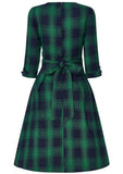 Caterina - abito pin-up verde tartan