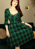 Caterina - green tartan pin-up dress