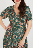 Foxes and Fawns - green 50s pin-up dress