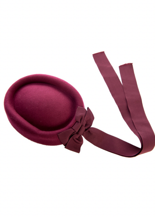 Cappello retrò con fiocchi bordeaux