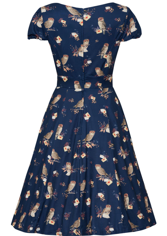 Owls - pin-up dress with owls and letters