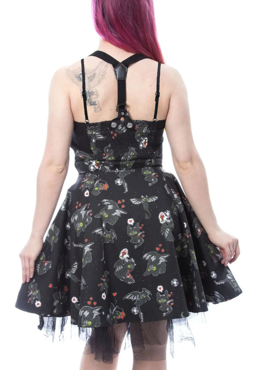 Kawaii dragons - dress with suspenders and little dragons
