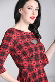 Tartan Heart- red tartan retro pin-up dress