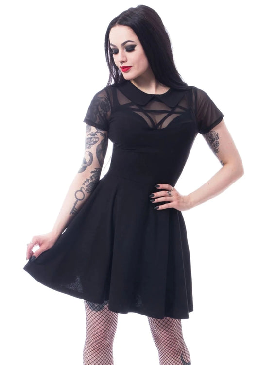 Selina- dress with tulle neckline and pentacle collar