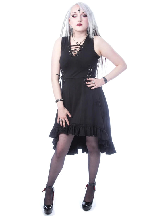 Katia - abito nero goth con lacci