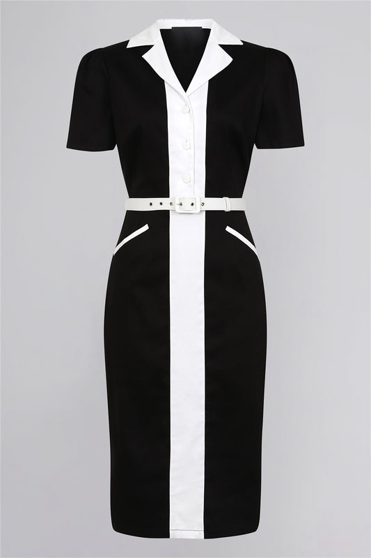 Floriana - 50s pin-up style black and white sheath dress